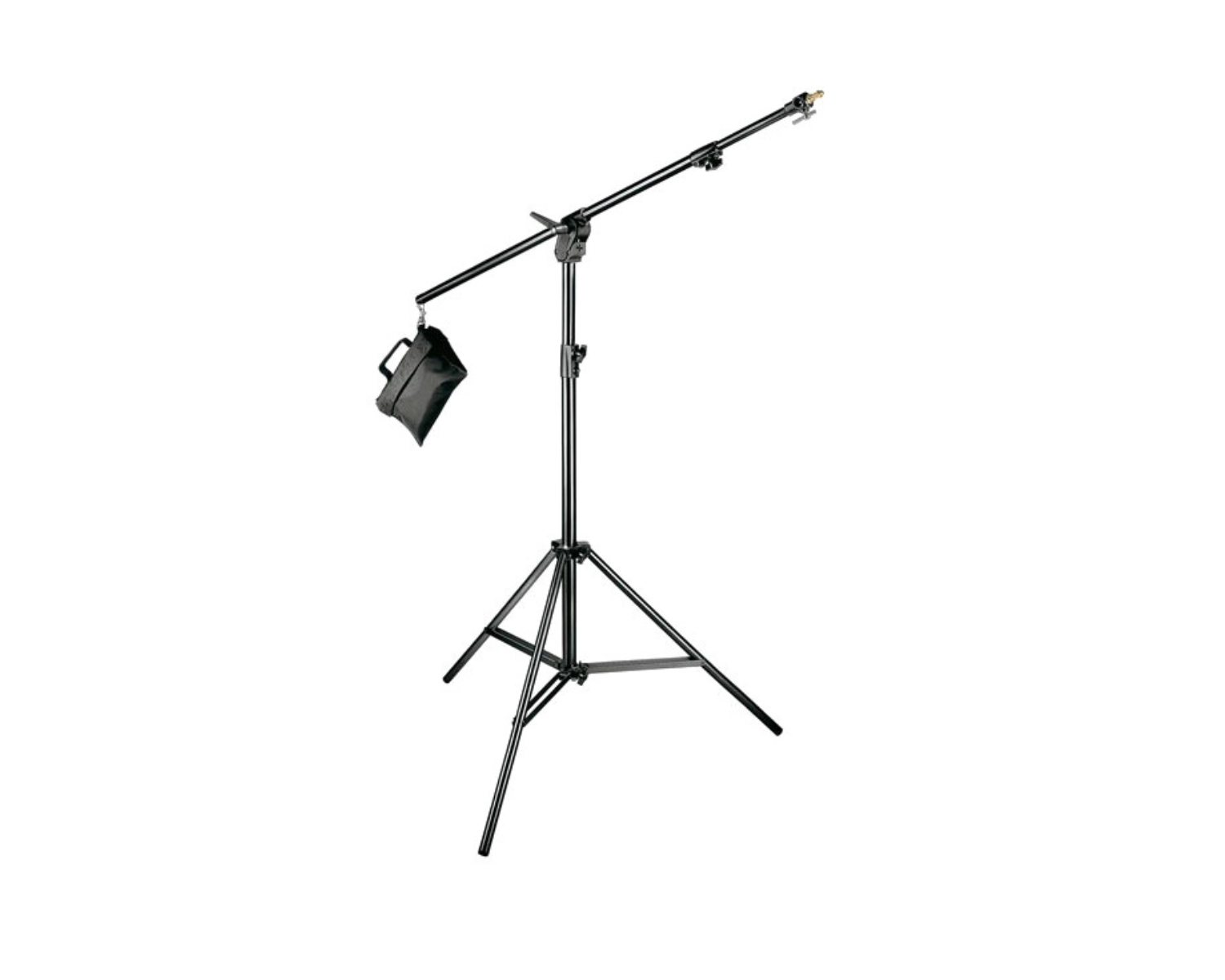 Manfrotto Aluminium Manfrotto Aluminium Ranker Stand kit including Avenger Grip Head and Boom Boy for secure boom pole mounting and professional audio rigging on set in Italy.