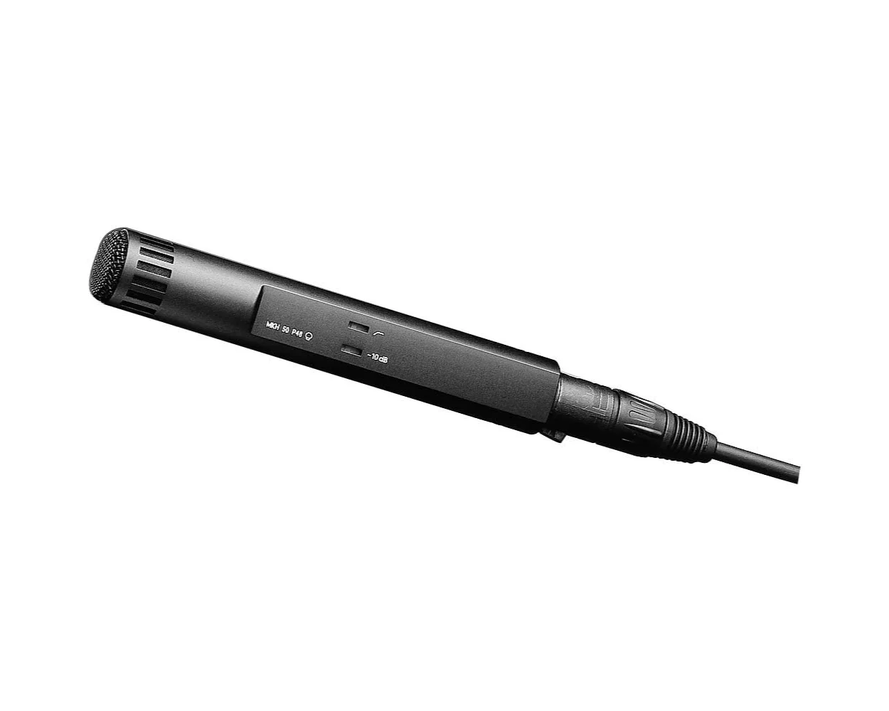 Sennheiser MKH50 professional supercardioid condenser microphone with excellent side rejection and low self-noise , ideal for indoor booming and dialogue recording for productions in Italy.